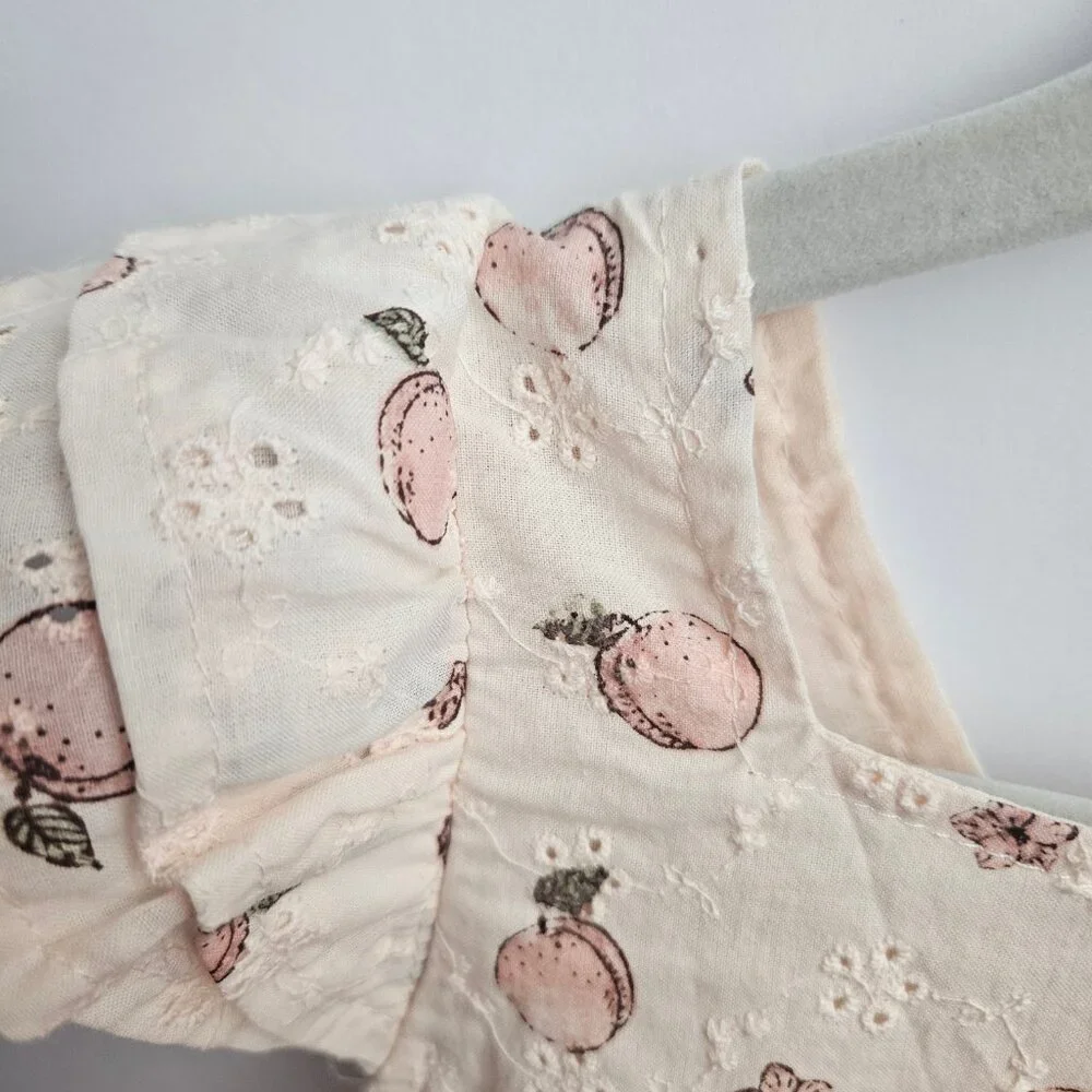 NWT Rabbit + Bear Organic Peaches and Flowers Print Eyelet Dress Size 3T
